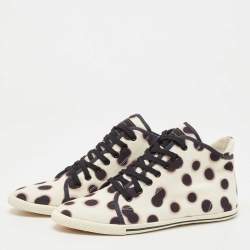 Pre Owned Marc by Marc Jacobs White And Black Canvas Polka Dot High Top Sneakers Size 38