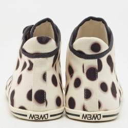 Pre Owned Marc by Marc Jacobs White And Black Canvas Polka Dot High Top Sneakers Size 38