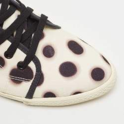 Pre Owned Marc by Marc Jacobs White And Black Canvas Polka Dot High Top Sneakers Size 38