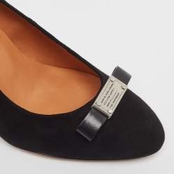 Pre Owned Marc by Marc Jacobs Black Suede Bow Pumps Size 37.5
