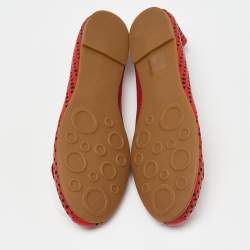 Pre Owned Marc by Marc Jacobs Red Laser Cut Out Leather Ballet Flats Size 39