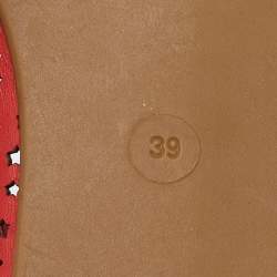 Pre Owned Marc by Marc Jacobs Red Laser Cut Out Leather Ballet Flats Size 39