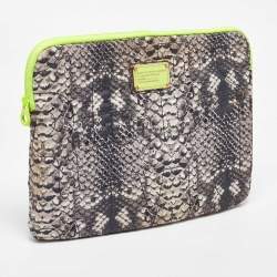 Marc by Marc Jacobs Grey Nylon Snakeskin Printed Laptop Case