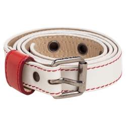 Marc by Marc Jacobs White/Red Leather Buckle Belt S/M