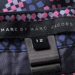 Pre Owned Marc By Marc Jacobs Navy Blue Cotton Silk Dotted Sleeveless Top L