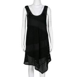 Marc By Marc Jacobs Black Eyelet Jersey Asymmetric Sleeveless Yuki Dress S