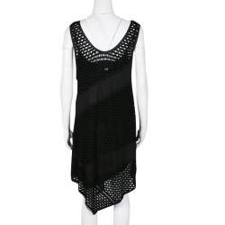 Marc By Marc Jacobs Black Eyelet Jersey Asymmetric Sleeveless Yuki Dress S