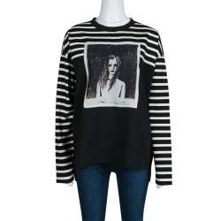 مملوكة مسبقًا Marc by Marc Jacobs Monochrome Striped  Dreamy Rhea Print Sweatshirt L