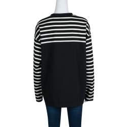 مملوكة مسبقًا Marc by Marc Jacobs Monochrome Striped  Dreamy Rhea Print Sweatshirt L