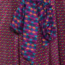 Marc by Marc Jacobs Multicolor Printed Silk Ruffled Trim Belted Dress XS