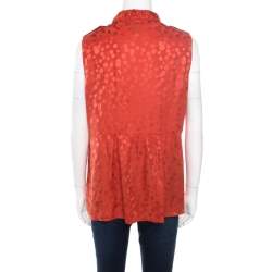 Pre Owned Marc by Marc Jacobs Red Wild Cherry Pattern Silk Jacquard Sleeveless Top M