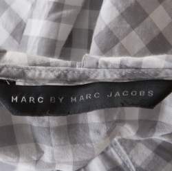 Marc by Marc Jacobs Grey and White Gingham Checked Cotton Sleeveless Shirt S
