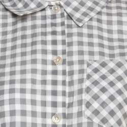 Marc by Marc Jacobs Grey and White Gingham Checked Cotton Sleeveless Shirt S