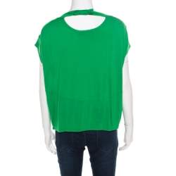 Pre Owned Marc by Marc Jacobs Parrot Green Jersey Bow Back Detail Short T-Shirt M