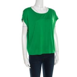 Pre Owned Marc by Marc Jacobs Parrot Green Jersey Bow Back Detail Short T-Shirt M