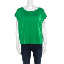 Pre Owned Marc by Marc Jacobs Parrot Green Jersey Bow Back Detail Short T-Shirt M