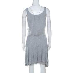 Pre Owned Marc by Marc Jacobs Grey Marled Jersey Layered Skirt Short Dress M