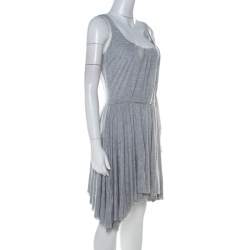 Pre Owned Marc by Marc Jacobs Grey Marled Jersey Layered Skirt Short Dress M