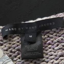 Marc by Marc Jacobs Grey & Purple Cotton Blend Hand Knit Sweater M