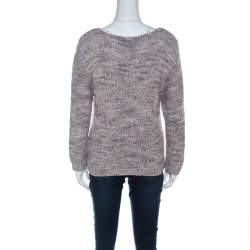 Marc by Marc Jacobs Grey & Purple Cotton Blend Hand Knit Sweater M