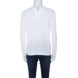 Pre Owned Marc by Marc Jacobs White Cotton Knit Snap Button Cardigan M
