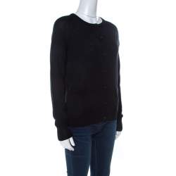 مملوكة مسبقًا كارديغان مارك باي مارك جاكوبس صوف مارينو أسود بأزرار أمامية S