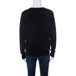 مملوكة مسبقًا كارديغان مارك باي مارك جاكوبس صوف مارينو أسود بأزرار أمامية S