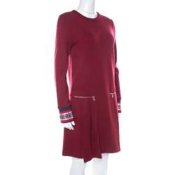 Marc by Marc Jacobs Burgundy Wool Drop-Waist Back Button Detail Dress S