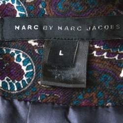 Pre Owned Marc by Marc Jacobs Green Wool & Silk Blend Peacock Paisley Print Short Dress L