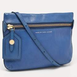 Pre Owned Marc by Marc Jacobs Blue Leather Zip Crossbody Bag