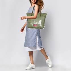 Marc by Marc Jacobs Olive Green Ostrich Embossed Leather Take Me Tote