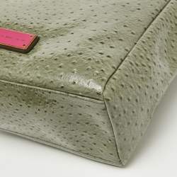 Marc by Marc Jacobs Olive Green Ostrich Embossed Leather Take Me Tote