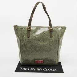 Marc by Marc Jacobs Olive Green Ostrich Embossed Leather Take Me Tote