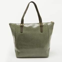 Marc by Marc Jacobs Olive Green Ostrich Embossed Leather Take Me Tote