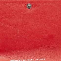 Marc by Marc Jacobs Red Leather Eyelet Flap Wallet On Chain