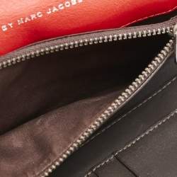 Marc by Marc Jacobs Red Leather Eyelet Flap Wallet On Chain