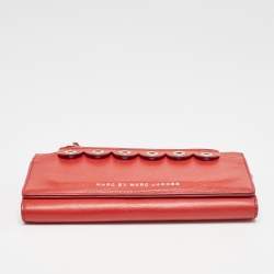 Marc by Marc Jacobs Red Leather Eyelet Flap Wallet On Chain