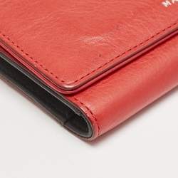 Marc by Marc Jacobs Red Leather Eyelet Flap Wallet On Chain