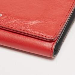 Marc by Marc Jacobs Red Leather Eyelet Flap Wallet On Chain