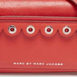 Marc by Marc Jacobs Red Leather Eyelet Flap Wallet On Chain