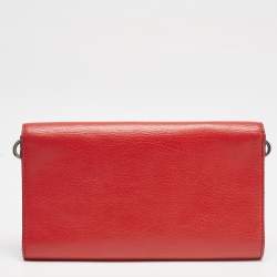 Marc by Marc Jacobs Red Leather Eyelet Flap Wallet On Chain