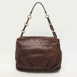 Marc by Marc Jacobs Brown Logo Embossed Leather Hobo