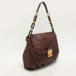 Marc by Marc Jacobs Brown Logo Embossed Leather Hobo