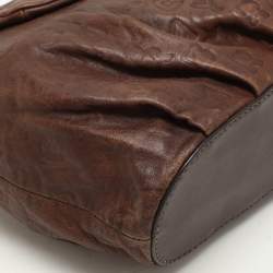 Marc by Marc Jacobs Brown Logo Embossed Leather Hobo