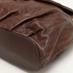 Marc by Marc Jacobs Brown Logo Embossed Leather Hobo