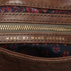 Marc by Marc Jacobs Brown Logo Embossed Leather Hobo