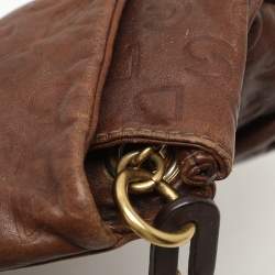 Marc by Marc Jacobs Brown Logo Embossed Leather Hobo