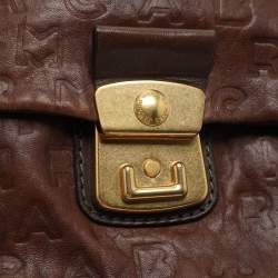 Marc by Marc Jacobs Brown Logo Embossed Leather Hobo