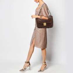 Marc by Marc Jacobs Brown Logo Embossed Leather Hobo