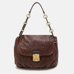 Marc by Marc Jacobs Brown Logo Embossed Leather Hobo